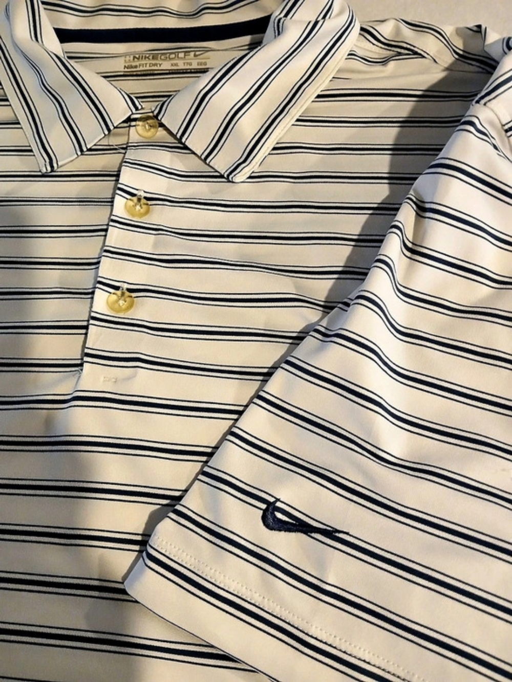 Nike Dri-FIT GOLF Striped Polo in White & Blue Size XXL